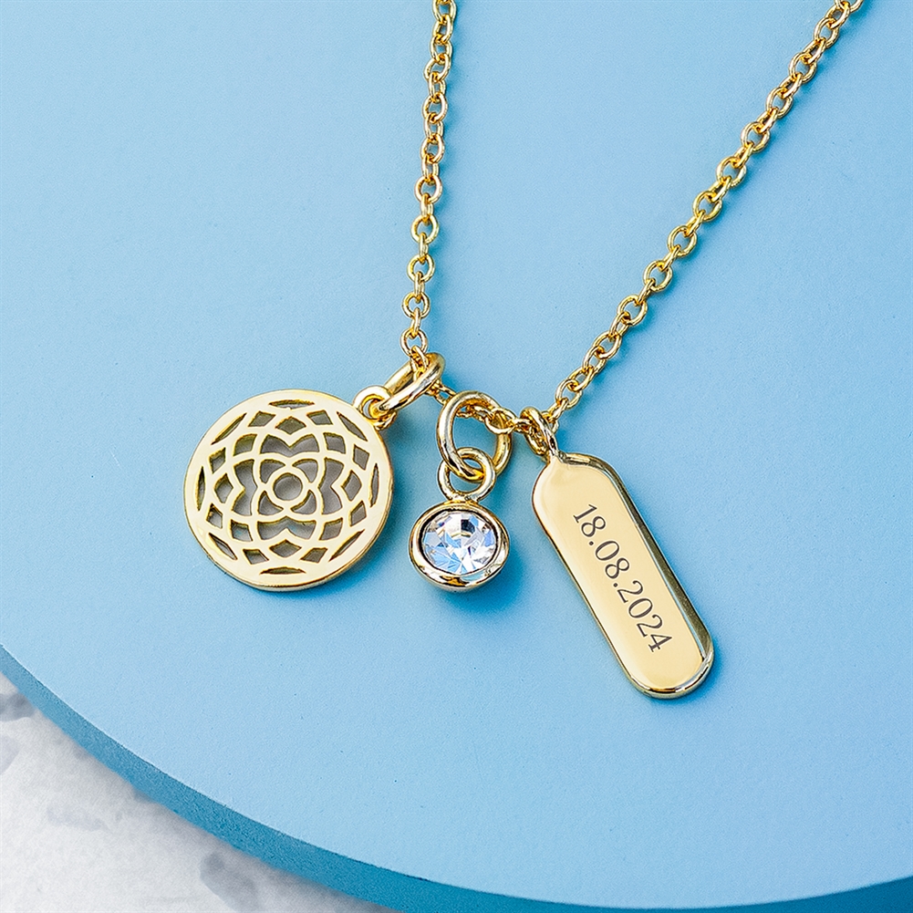 Treat Gifts (Opazlight) Gold Personalised Mandala Charms Necklaces (Gold)
