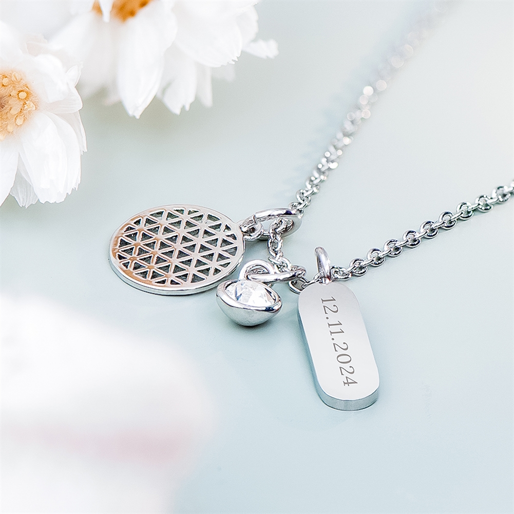 Treat Gifts (Opazlight) Silver Personalised Mandala Charms Necklaces (Silver)