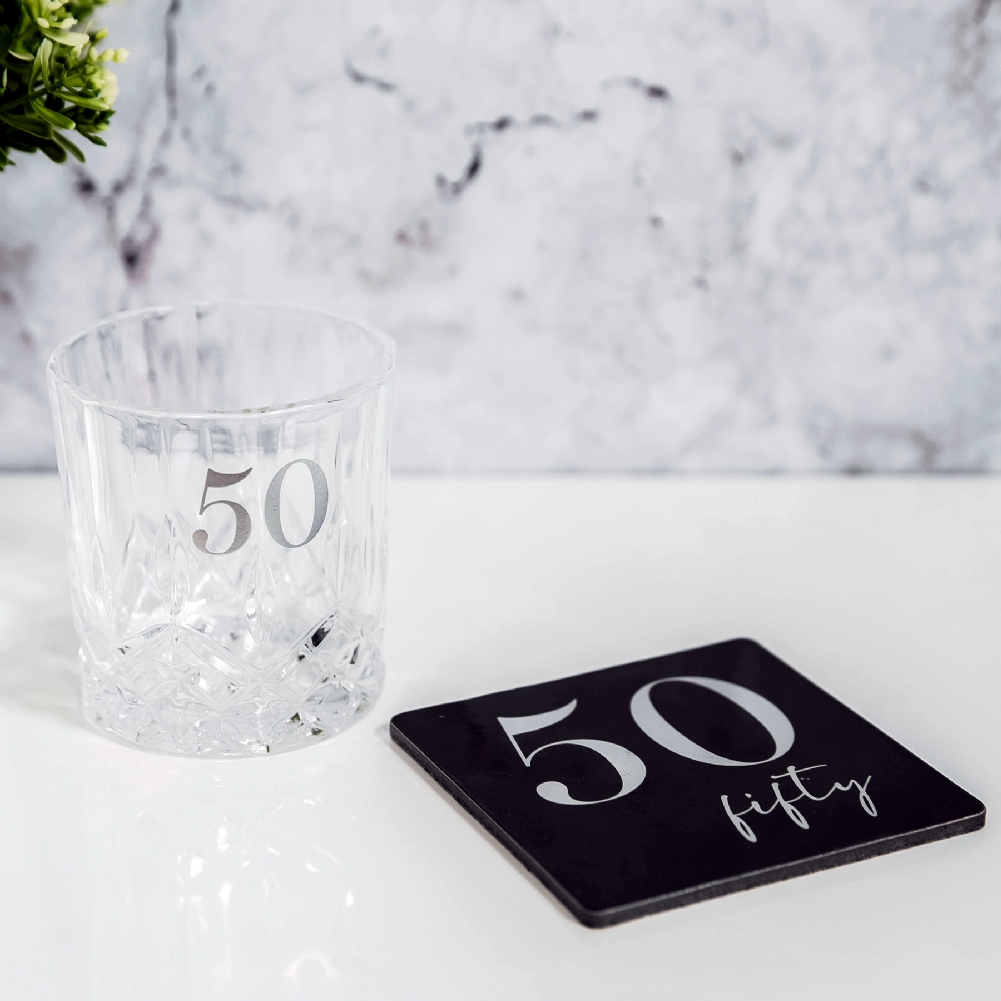 50th Birthday Whisky Glass and Coaster 50th Birthday Whisky Glass and Coaster