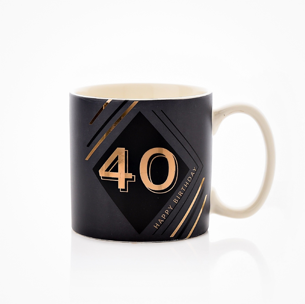 Widdop, Bingham & Co. Ltd Black/Grey/Gold Special 40Th Birthday Age Mug