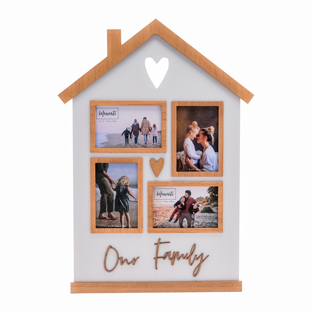 Widdop, Bingham & Co. Ltd White Our Family Collage House Shaped Photo Frame