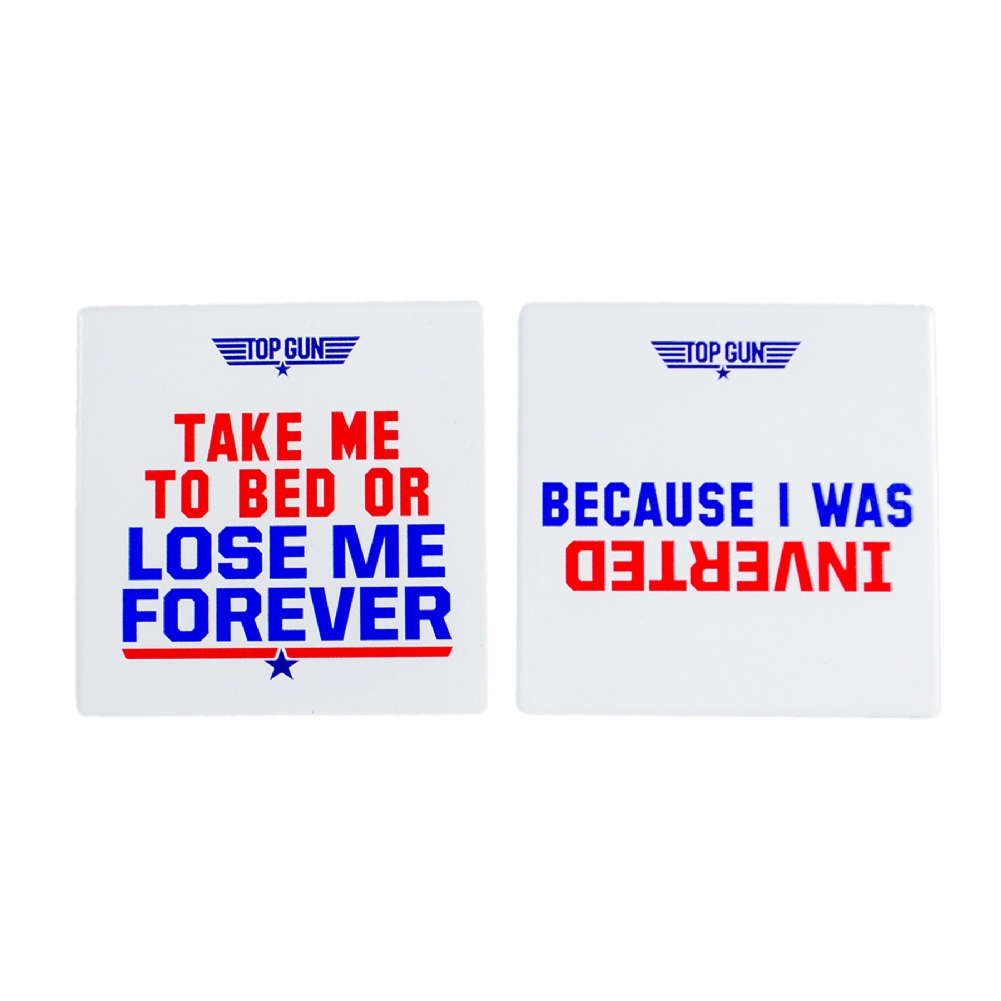 Widdop, Bingham & Co. Ltd White Top Gun Pair Of Quote Ceramic Coasters