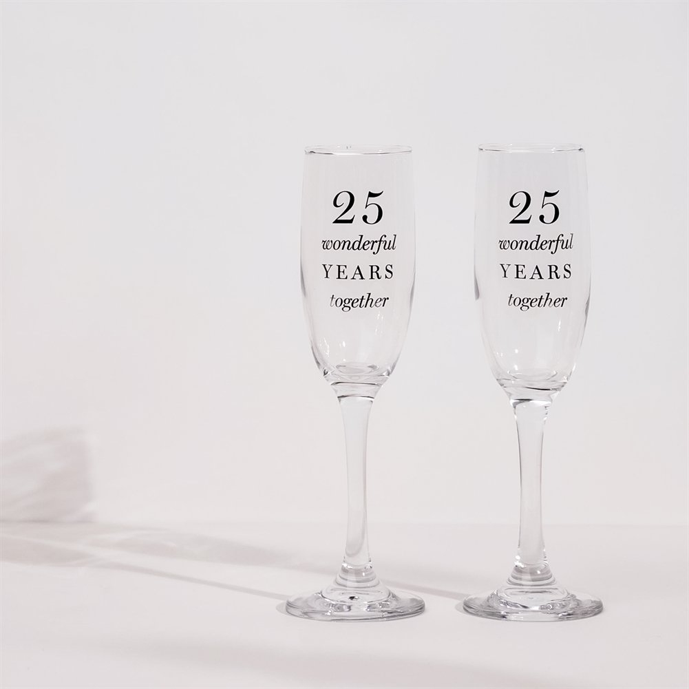25th Anniversary Champagne Flute Glasses – Set of 2 25th Anniversary Champagne Flute Glasses – Set of 2