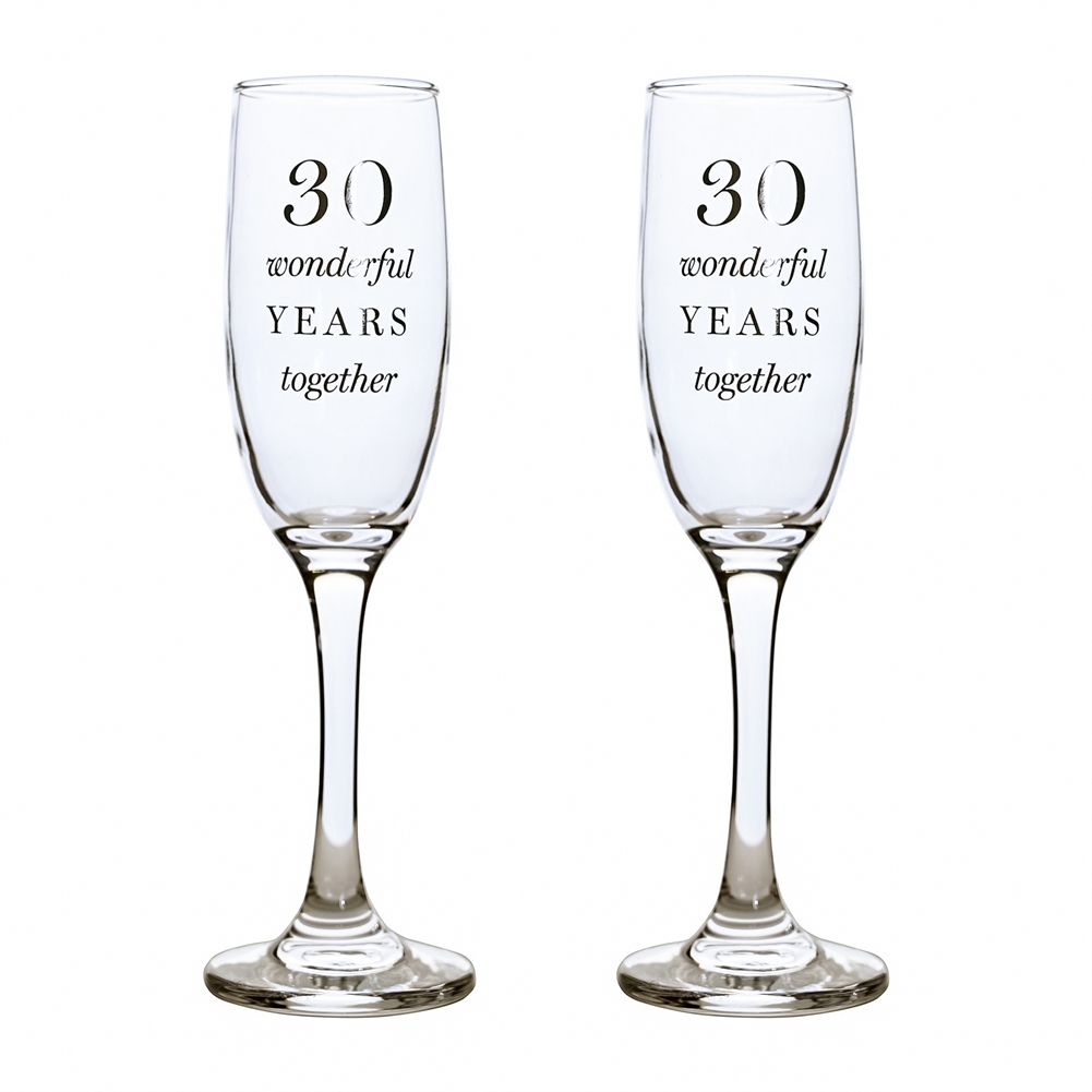 Widdop, Bingham & Co. Ltd 30Th Anniversary Champagne Flute Glasses - Set Of 2