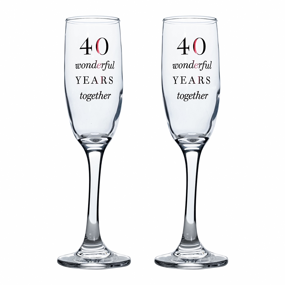 Widdop, Bingham & Co. Ltd 40Th Anniversary Champagne Flute Glasses - Set Of 2