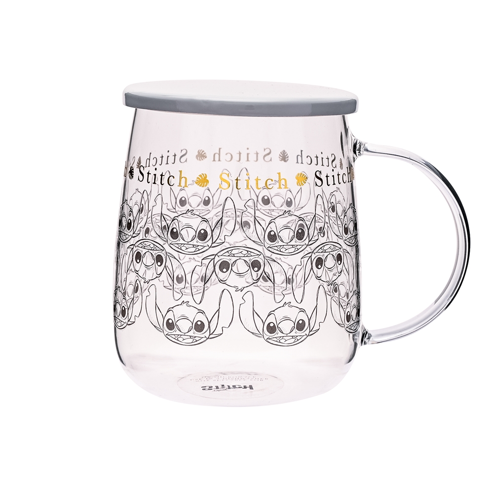 Widdop, Bingham & Co. Ltd Grey Disney Classic Collectable Stitch Glass Mug With Lid