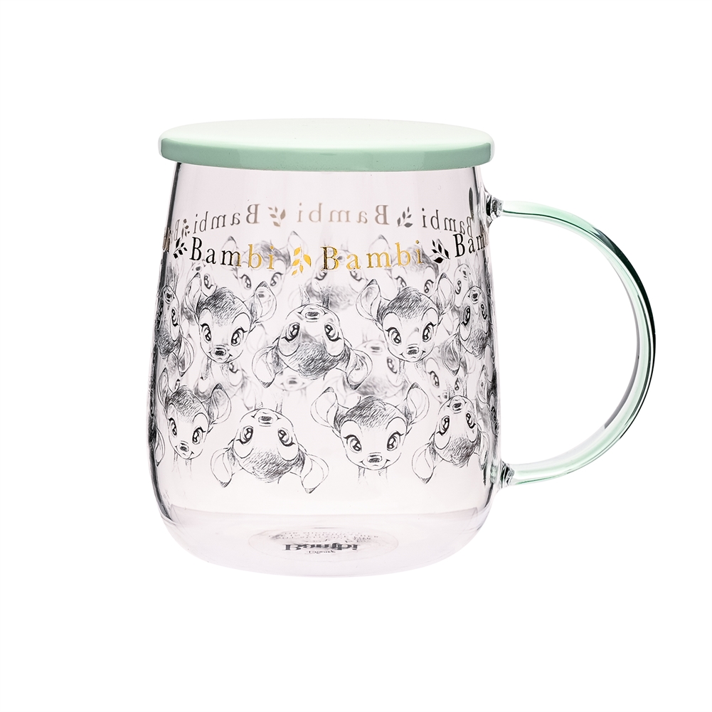 Widdop, Bingham & Co. Ltd Green Disney Classic Collectable Bambi Glass Mug With Lid