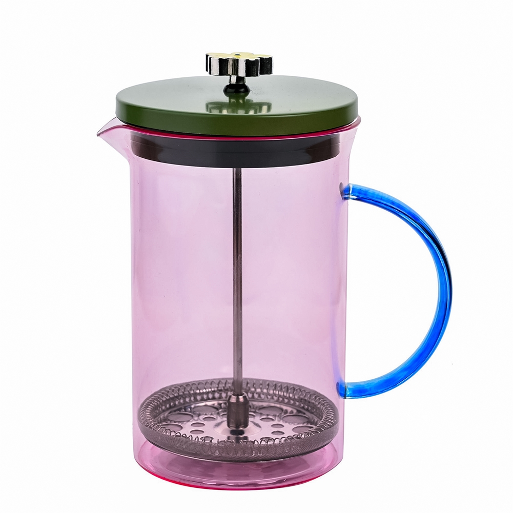 Widdop, Bingham & Co. Ltd Pink/Blue/Green Raspberry Blossom Glass Cafetiere