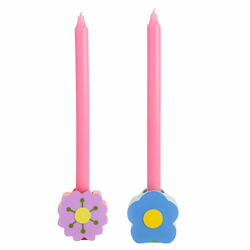 Widdop, Bingham & Co. Ltd Raspberry Blossom Set Of 2 Candle Holders