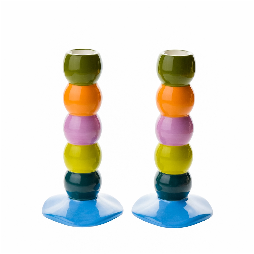 Widdop, Bingham & Co. Ltd Raspberry Blossom Set Of 2 Candle Sticks