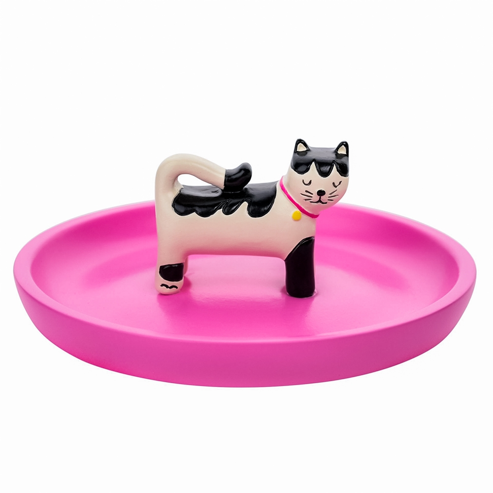 Widdop, Bingham & Co. Ltd Pink/Black/White Raspberry Blossom Cat Trinket Dish