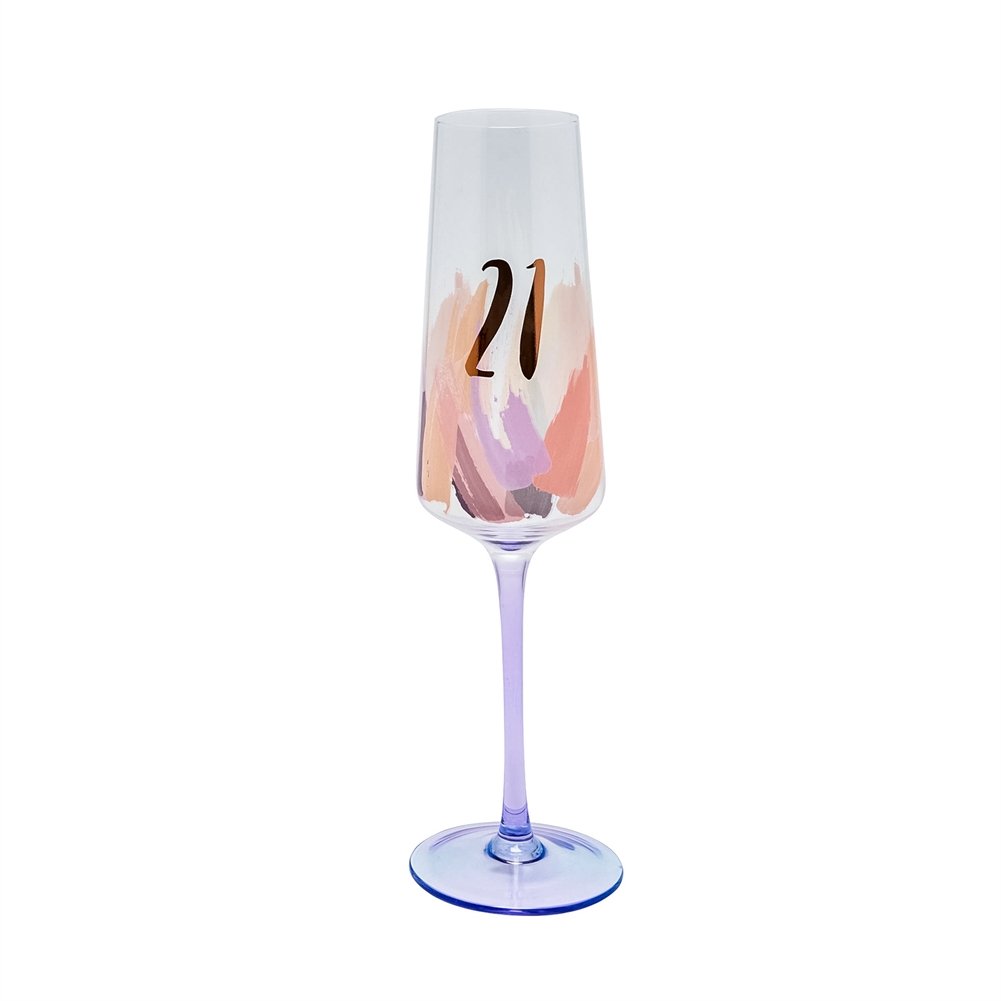 Widdop, Bingham & Co. Ltd Pink/Gold Brushstroke 21St Birthday Flute Glass
