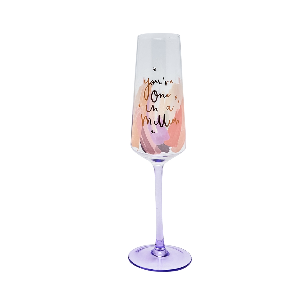 Widdop, Bingham & Co. Ltd Pink/Gold Brushstroke "You're One In A Million" Birthday Flute Glass