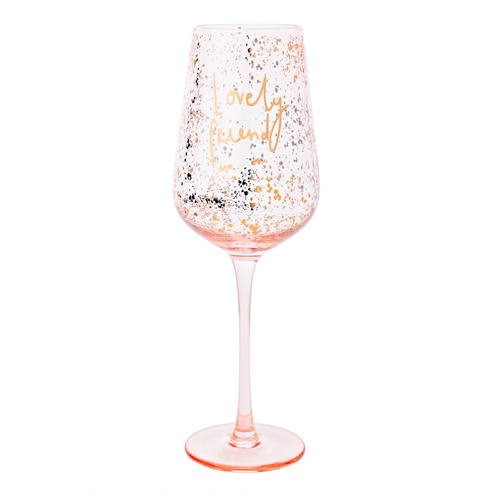 Widdop, Bingham & Co. Ltd Pink/Gold Lovely Friend" Wine Glass