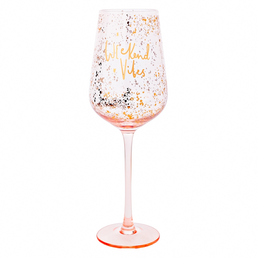 Widdop, Bingham & Co. Ltd Pink/Gold Weekend Vibes" Wine Glass
