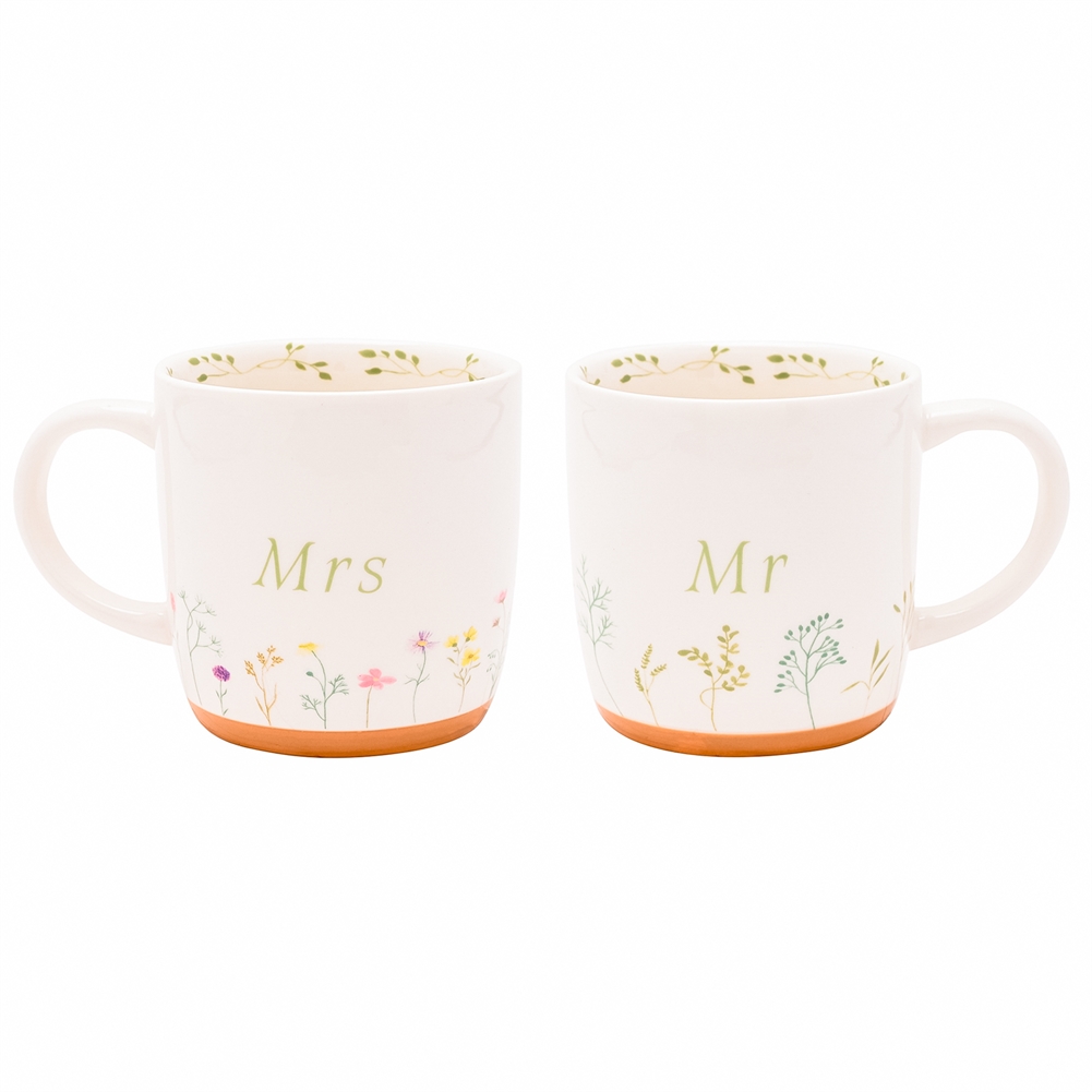 Widdop, Bingham & Co. Ltd White Love Story Mr & Mrs Ceramic Mugs