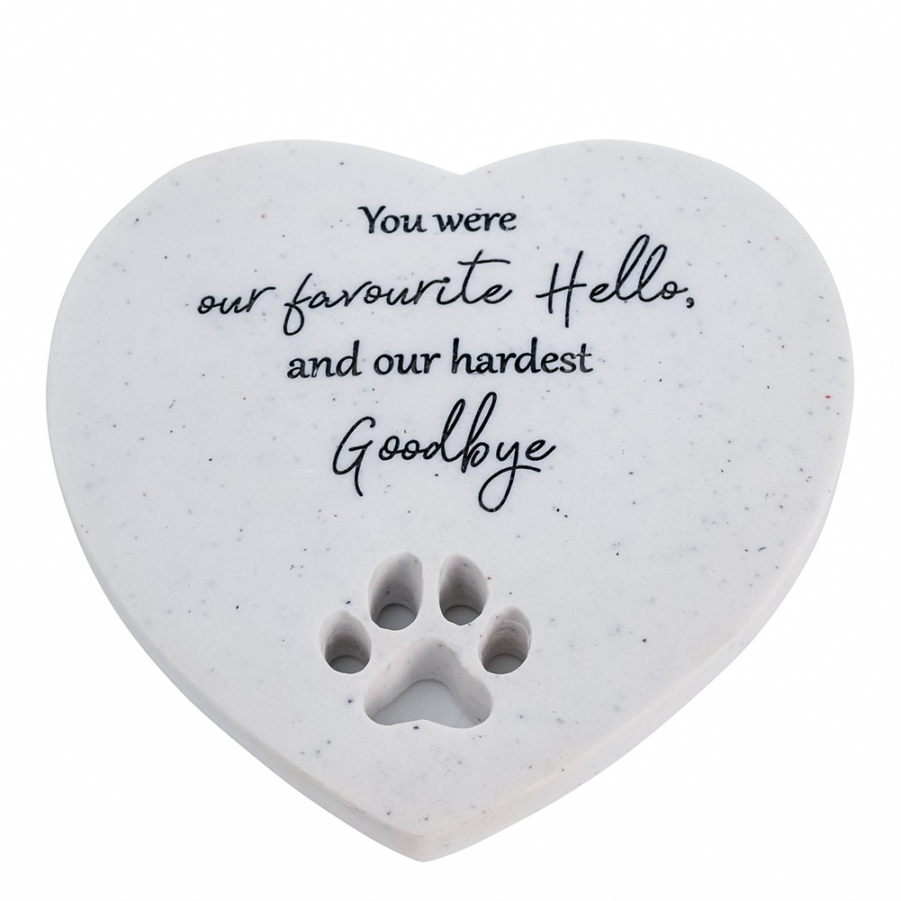 Widdop, Bingham & Co. Ltd White/Black You Were Our Favourite Hello…" Heart Stone Pet Memorial