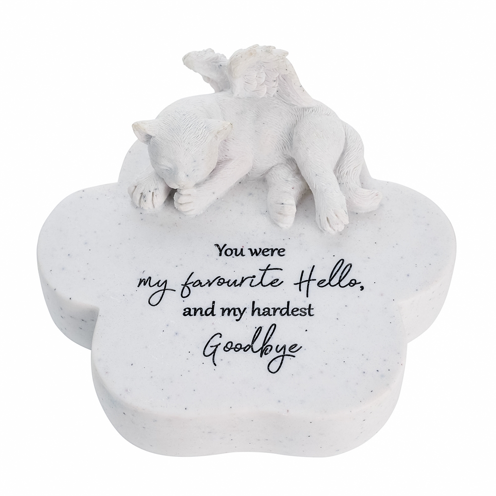 Widdop, Bingham & Co. Ltd White/Black You Were My Favourite Hello" Cat Memorial Plaque