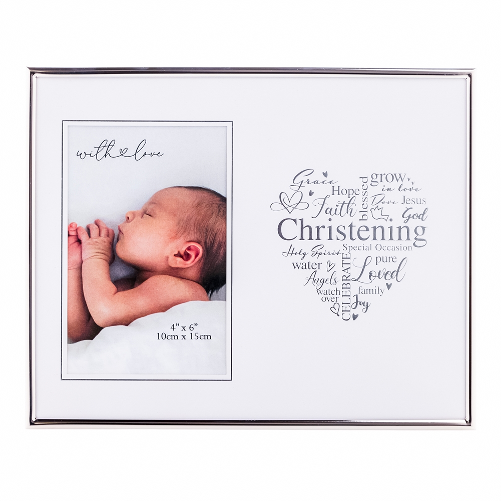 Widdop, Bingham & Co. Ltd Silver Christening Heart Photo Frame