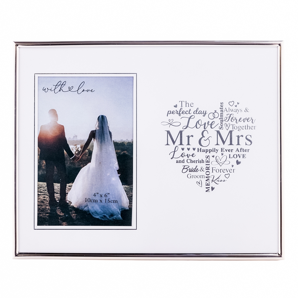 Widdop, Bingham & Co. Ltd Silver Mr & Mrs Heart Photo Frame