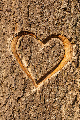 Carved oak love heart
