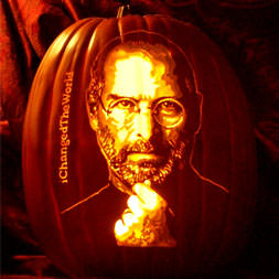 Steve Jobs Halloween pumpkin carving by The Pumpkin Geek